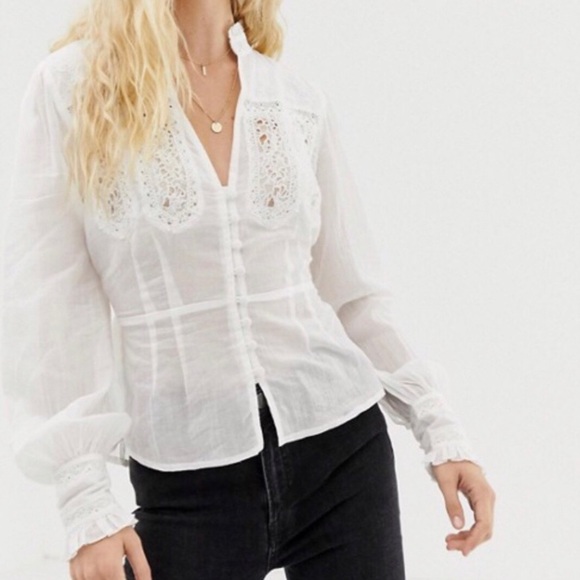Free People White Lace Blouse - Picture 1 of 7